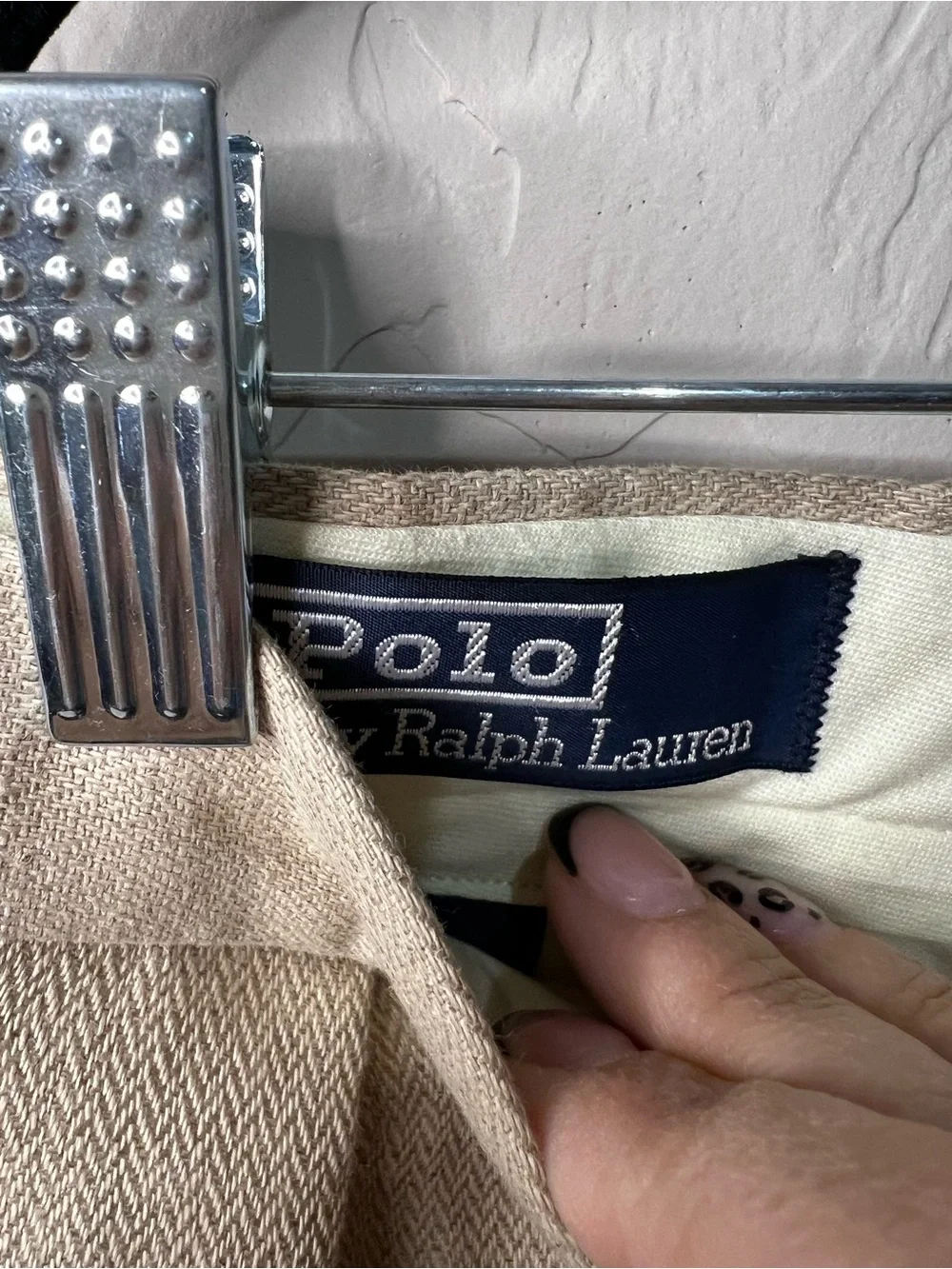 Polo Ralph Lauren Linen Cotton Pleated Cuffed Pants Beige Khaki Preppy Resort